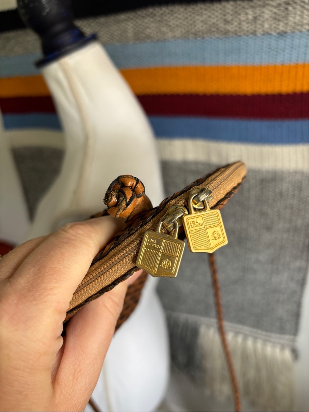 Woven Brown Leather Crossbody Bag - Picture 3 of 6